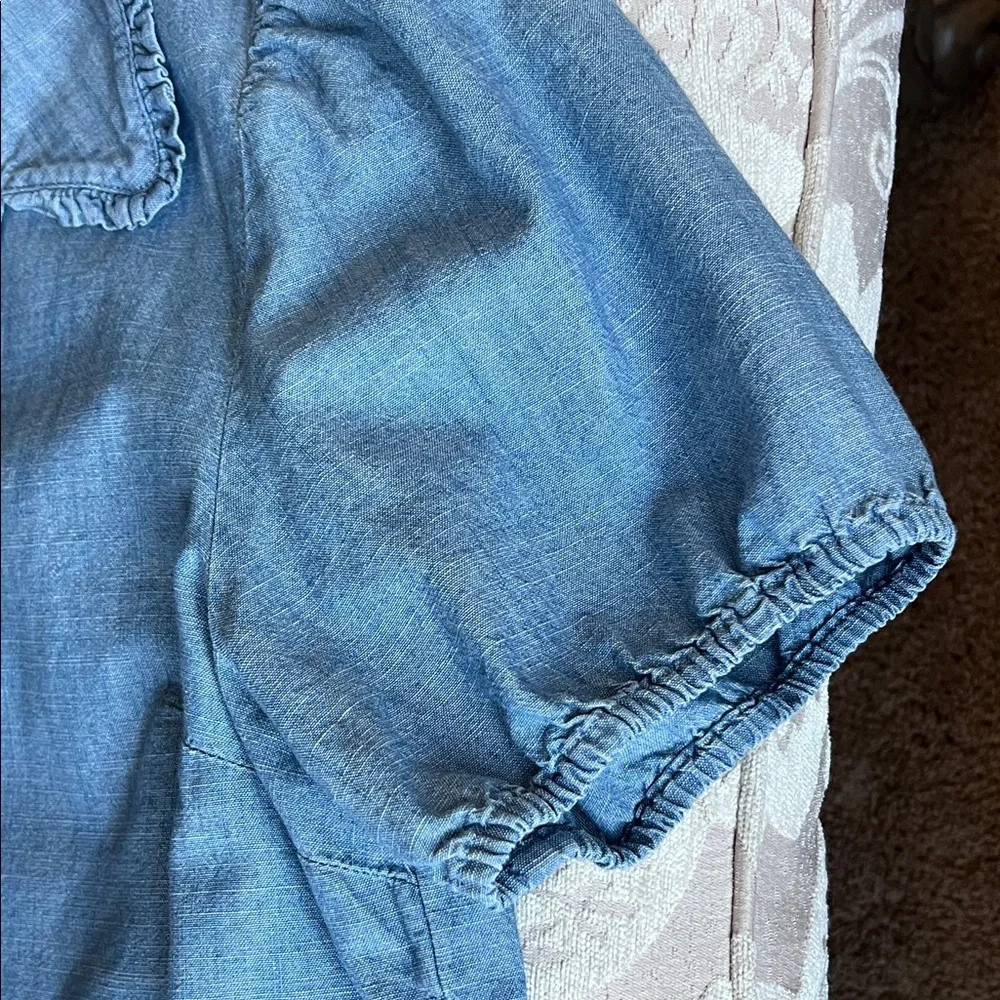 NWOT J. Crew Light Blue Denim Button-Front Short Sleeve Shirt - Picture 4 of 11